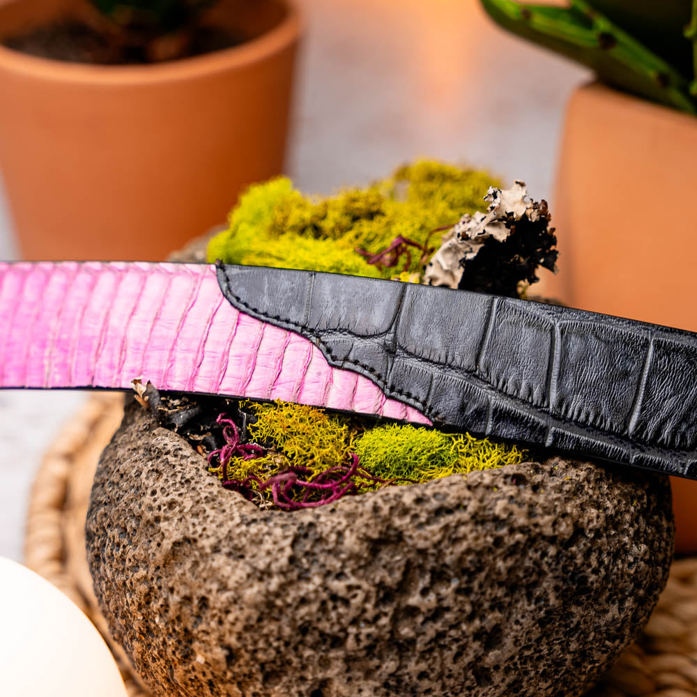 Alligator & Cobra Belt Pink / Grey